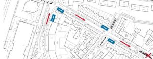 plattegrond met verkeersrichtingen